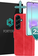 Forterra Forterra Samsung Galaxy A37 Hoesje Bookcase Met 2x Screenprotector - Rood