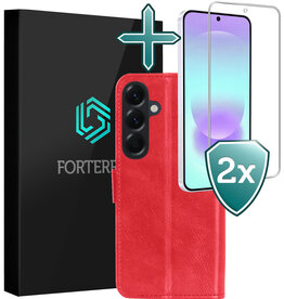 Forterra Forterra Samsung Galaxy A37 Hoesje Bookcase Met 2x Screenprotector - Rood