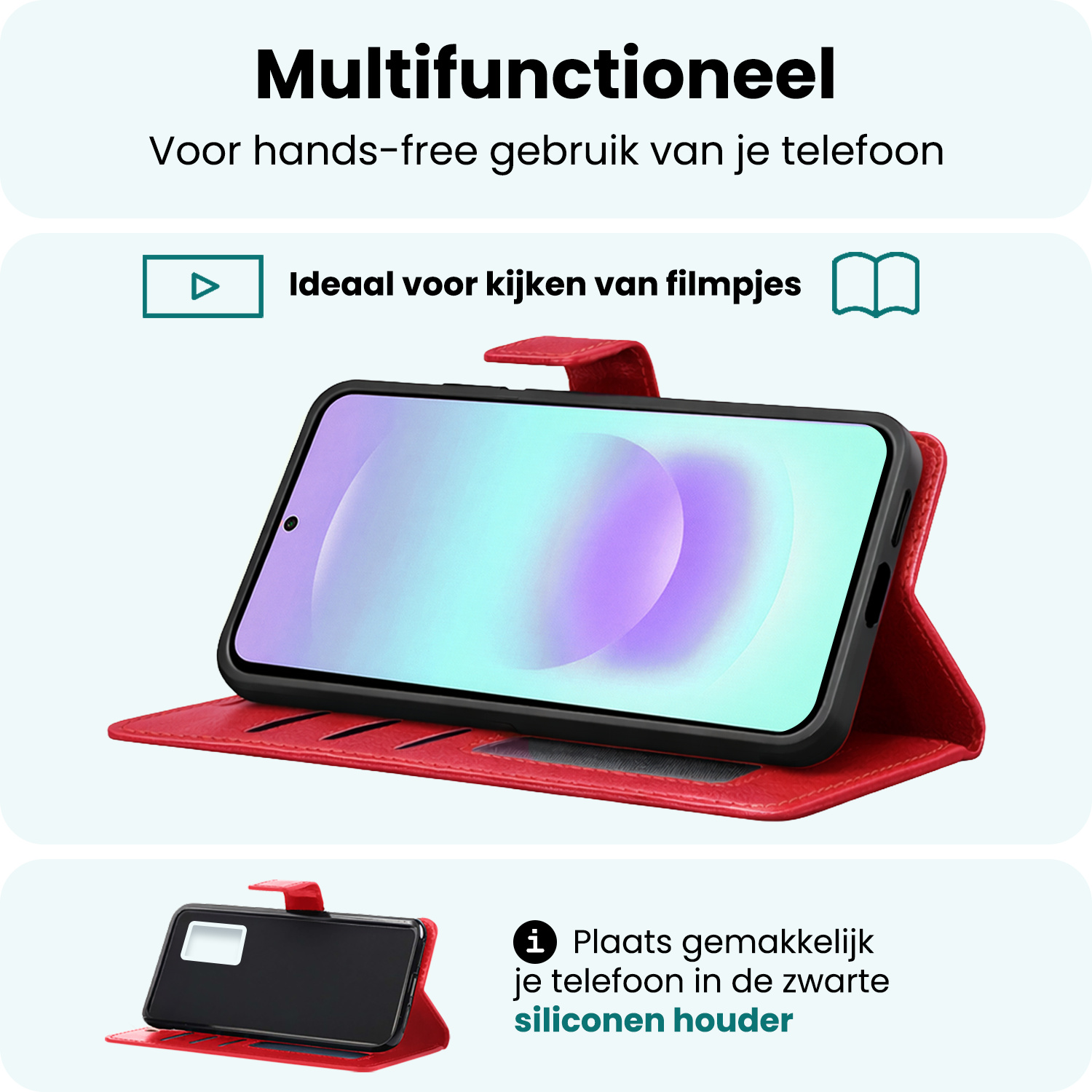 Forterra Forterra Samsung Galaxy A37 Hoesje Bookcase Met 2x Screenprotector - Rood