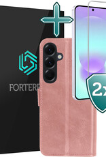 Forterra Forterra Samsung Galaxy A37 Hoesje Bookcase Met 2x Screenprotector - Rose Goud