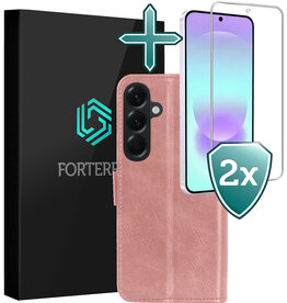 Forterra Forterra Samsung Galaxy A37 Hoesje Bookcase Met 2x Screenprotector - Rose Goud