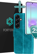 Forterra Forterra Samsung Galaxy A37 Hoesje Bookcase Met 2x Screenprotector - Turquoise