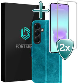 Forterra Forterra Samsung Galaxy A37 Hoesje Bookcase Met 2x Screenprotector - Turquoise