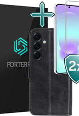 Forterra Forterra Samsung Galaxy A37 Hoesje Bookcase Met 2x Screenprotector - Zwart