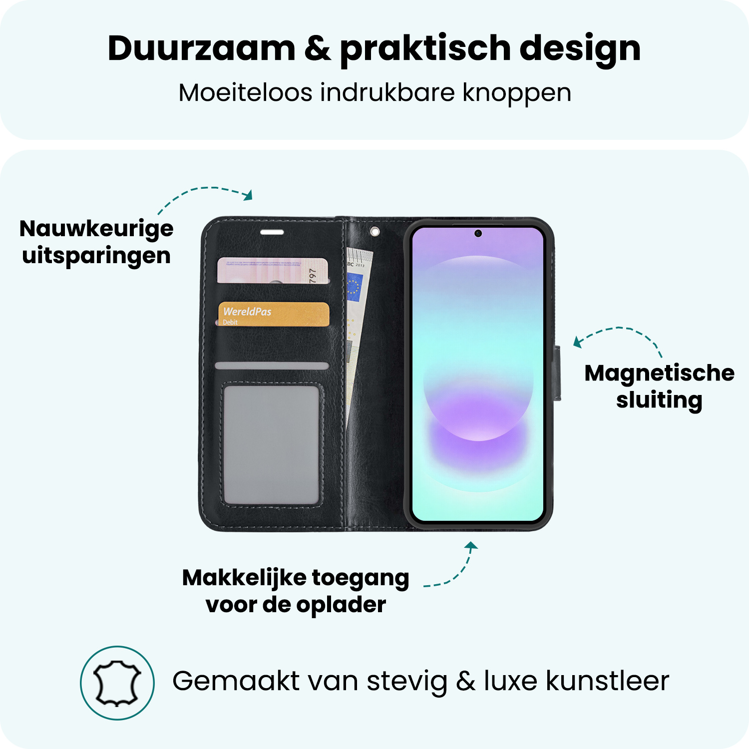 Forterra Forterra Samsung Galaxy A37 Hoesje Bookcase Met 2x Screenprotector - Zwart