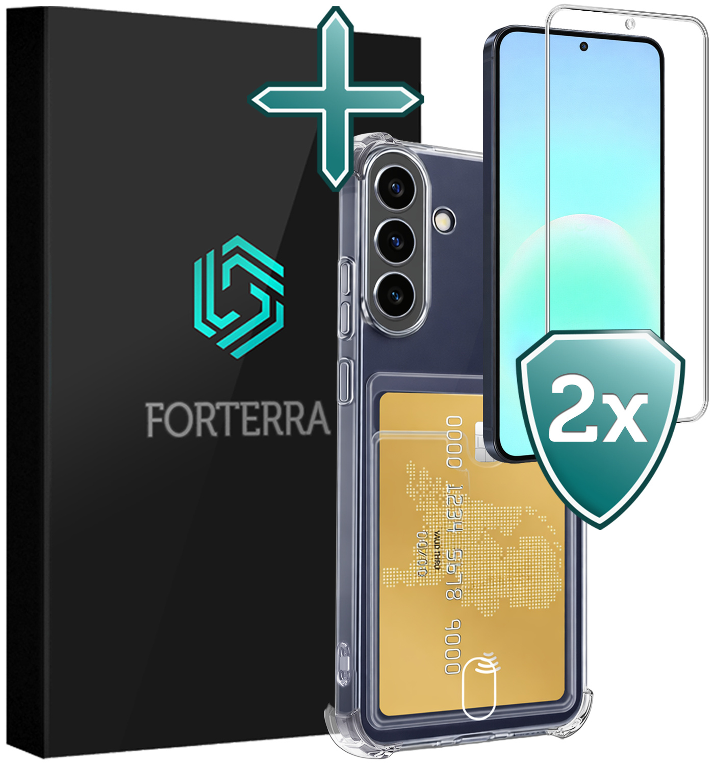 Forterra Forterra Samsung Galaxy A57 Hoesje Pashouder Met 2x Screenprotector