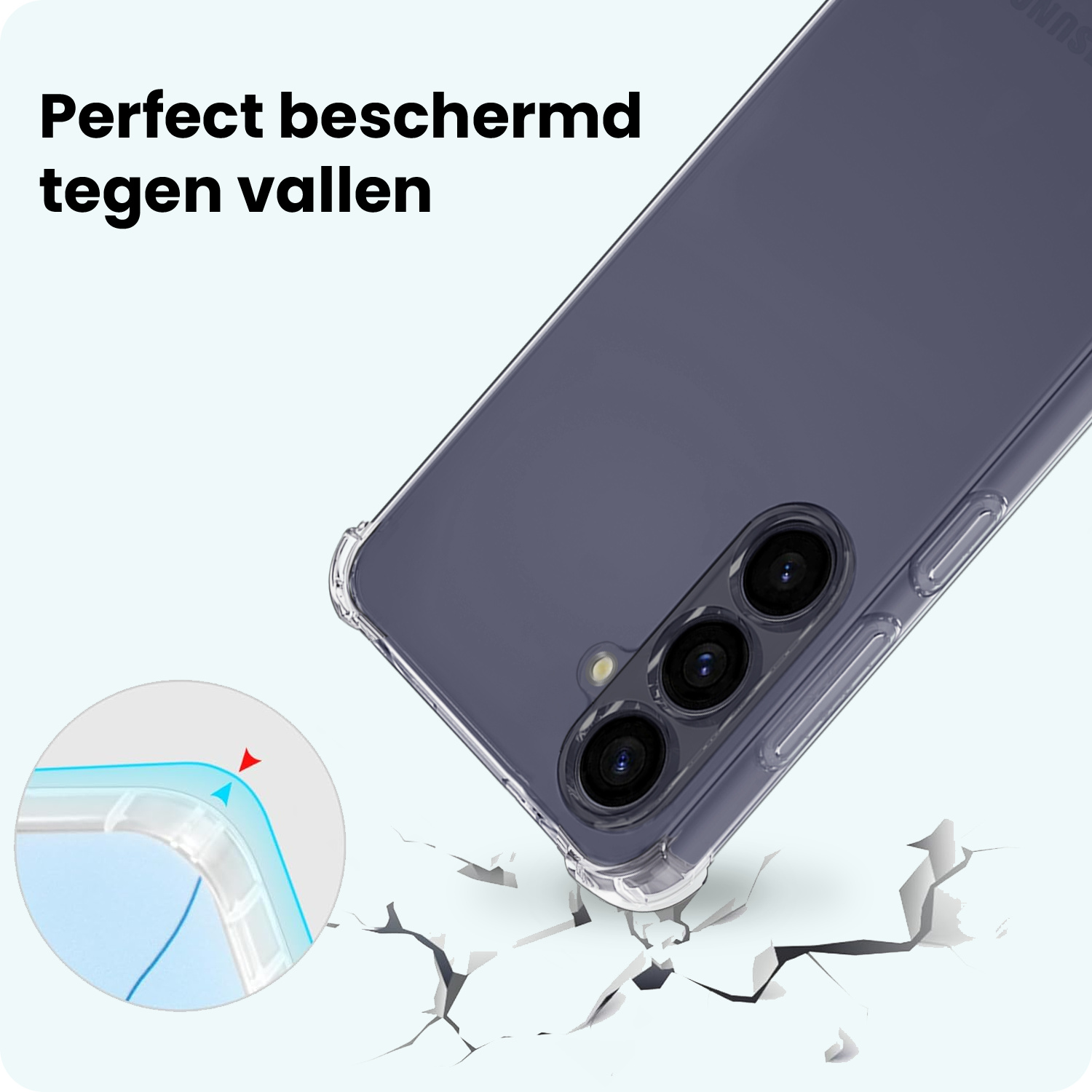 Forterra Forterra Samsung Galaxy A57 Hoesje Transparant Shockproof Met Zwart Koord