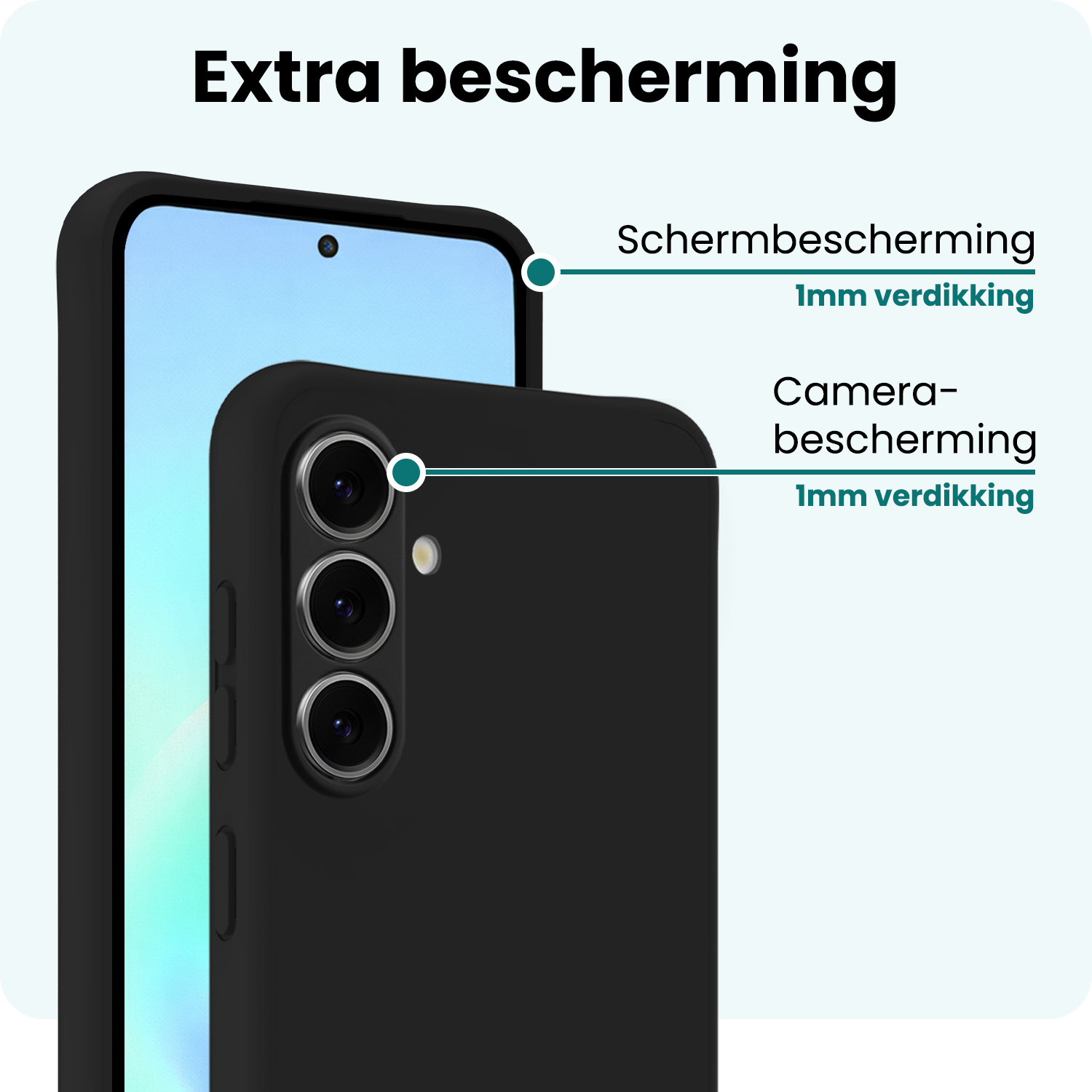 Forterra Forterra Samsung Galaxy A57 Hoesje Siliconen - Zwart - 2 PACK