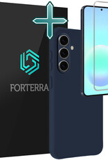 Forterra Forterra Samsung Galaxy A57 Hoesje Siliconen Met Screenprotector - Donkerblauw