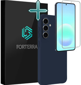 Forterra Forterra Samsung Galaxy A57 Hoesje Siliconen Met Screenprotector - Donkerblauw