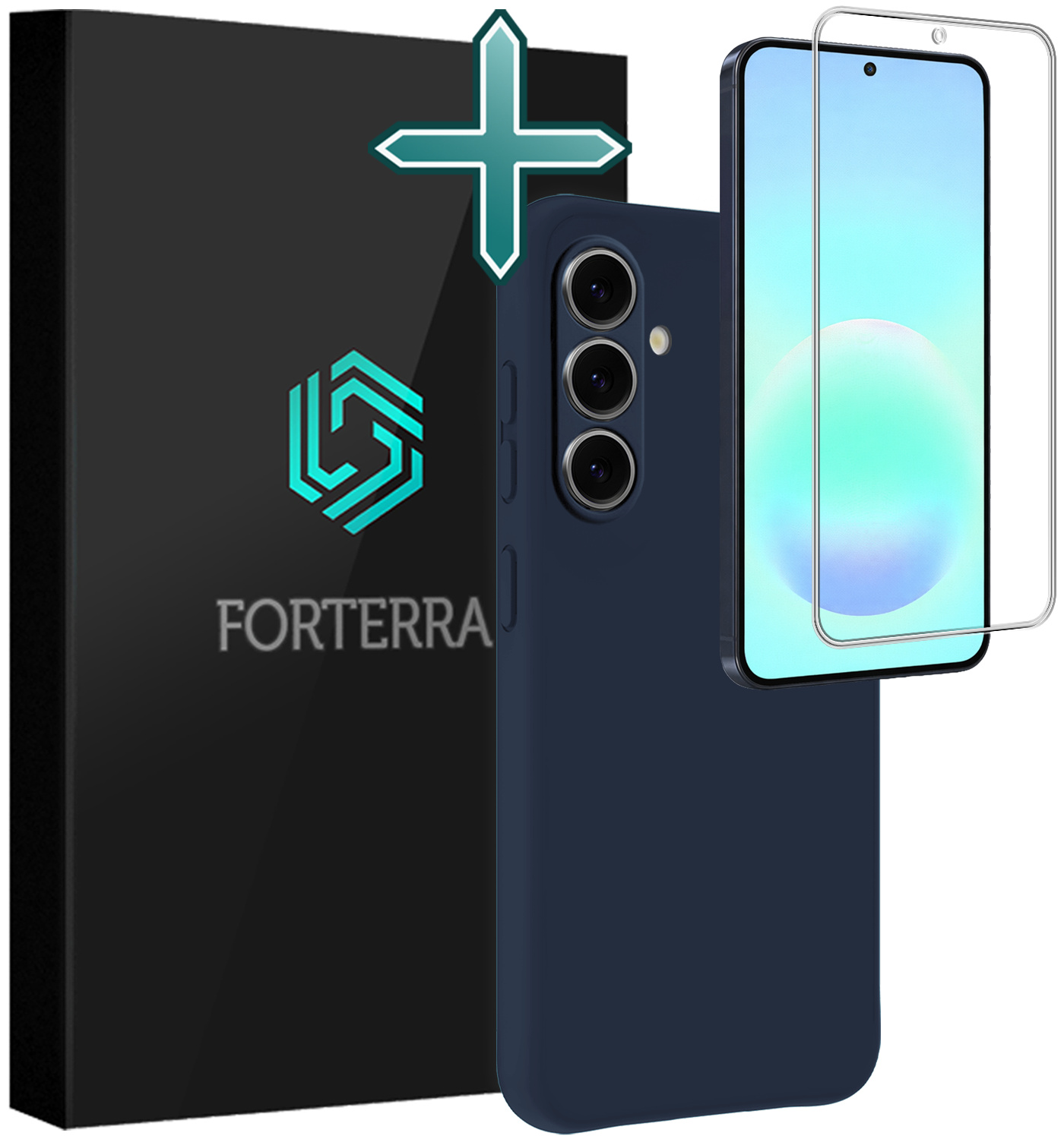 Forterra Forterra Samsung Galaxy A57 Hoesje Siliconen Met Screenprotector - Donkerblauw