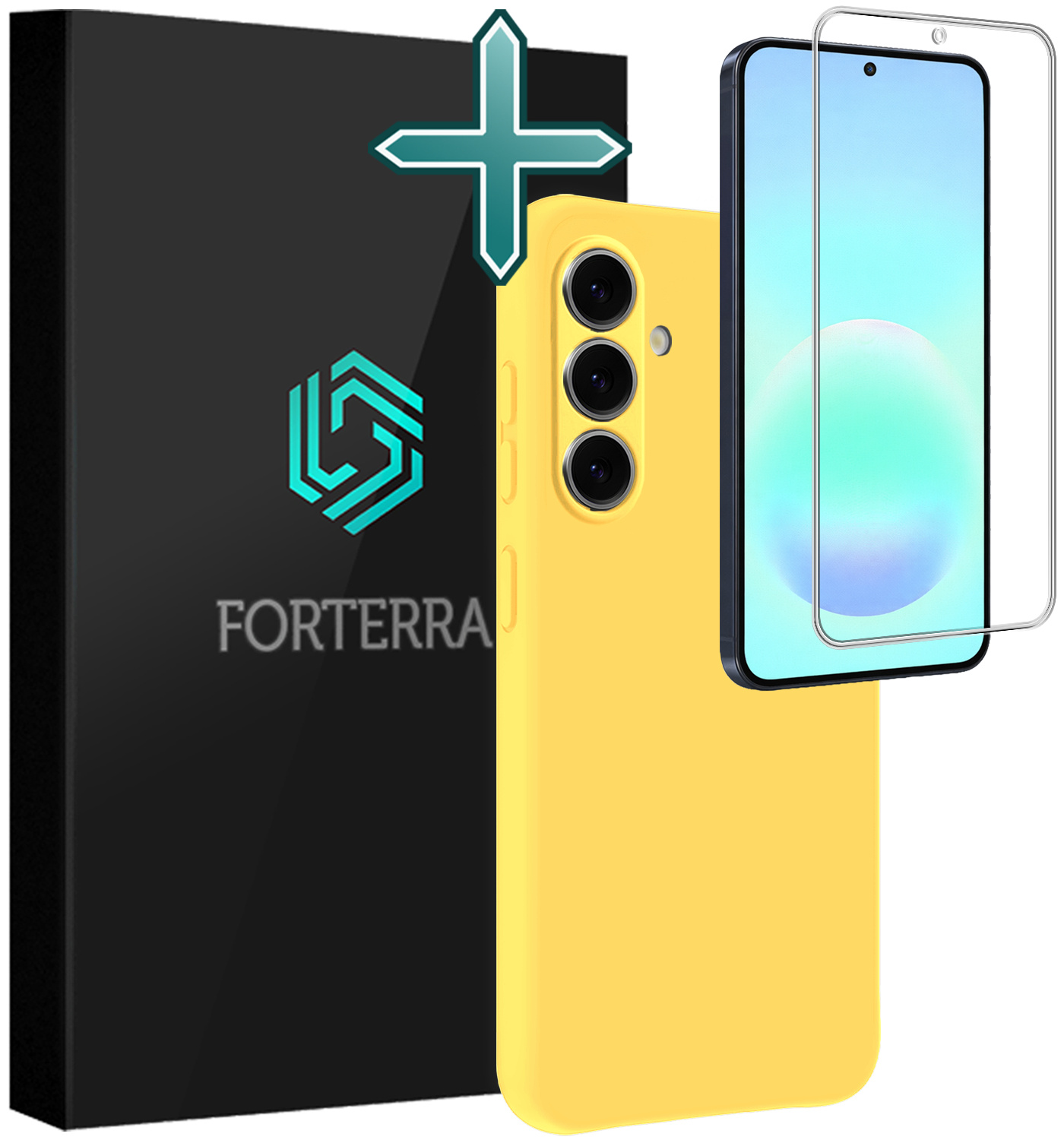 Forterra Forterra Samsung Galaxy A57 Hoesje Siliconen Met Screenprotector - Geel