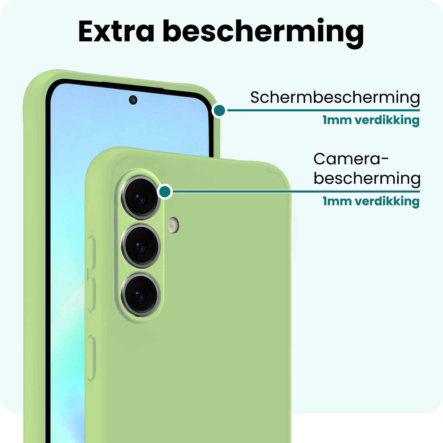 Forterra Forterra Samsung Galaxy A57 Hoesje Siliconen Met Screenprotector - Groen
