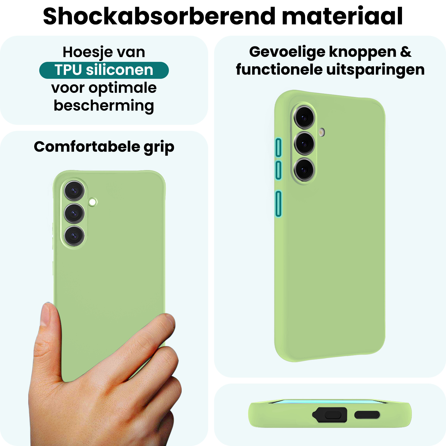 Forterra Forterra Samsung Galaxy A57 Hoesje Siliconen Met Screenprotector - Groen