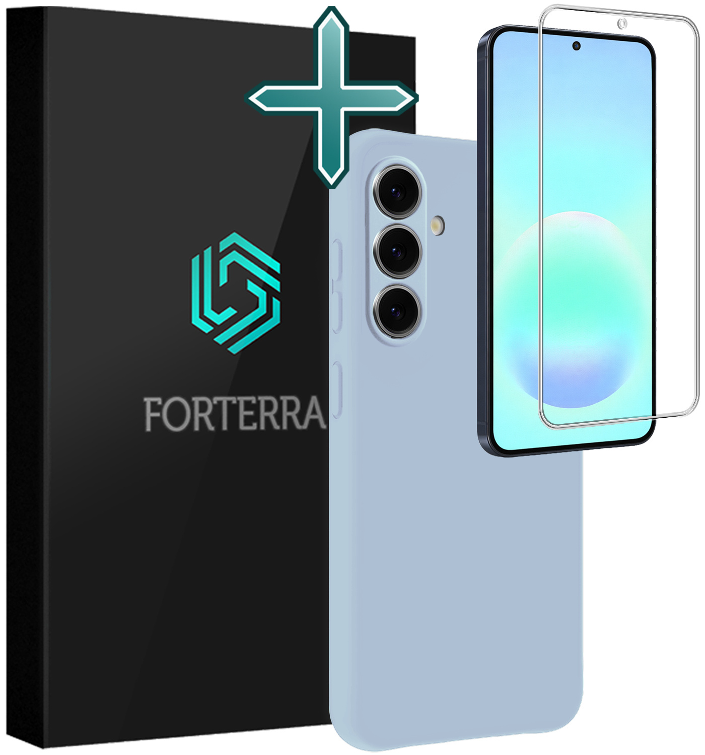 Forterra Forterra Samsung Galaxy A57 Hoesje Siliconen Met Screenprotector - Lichtblauw