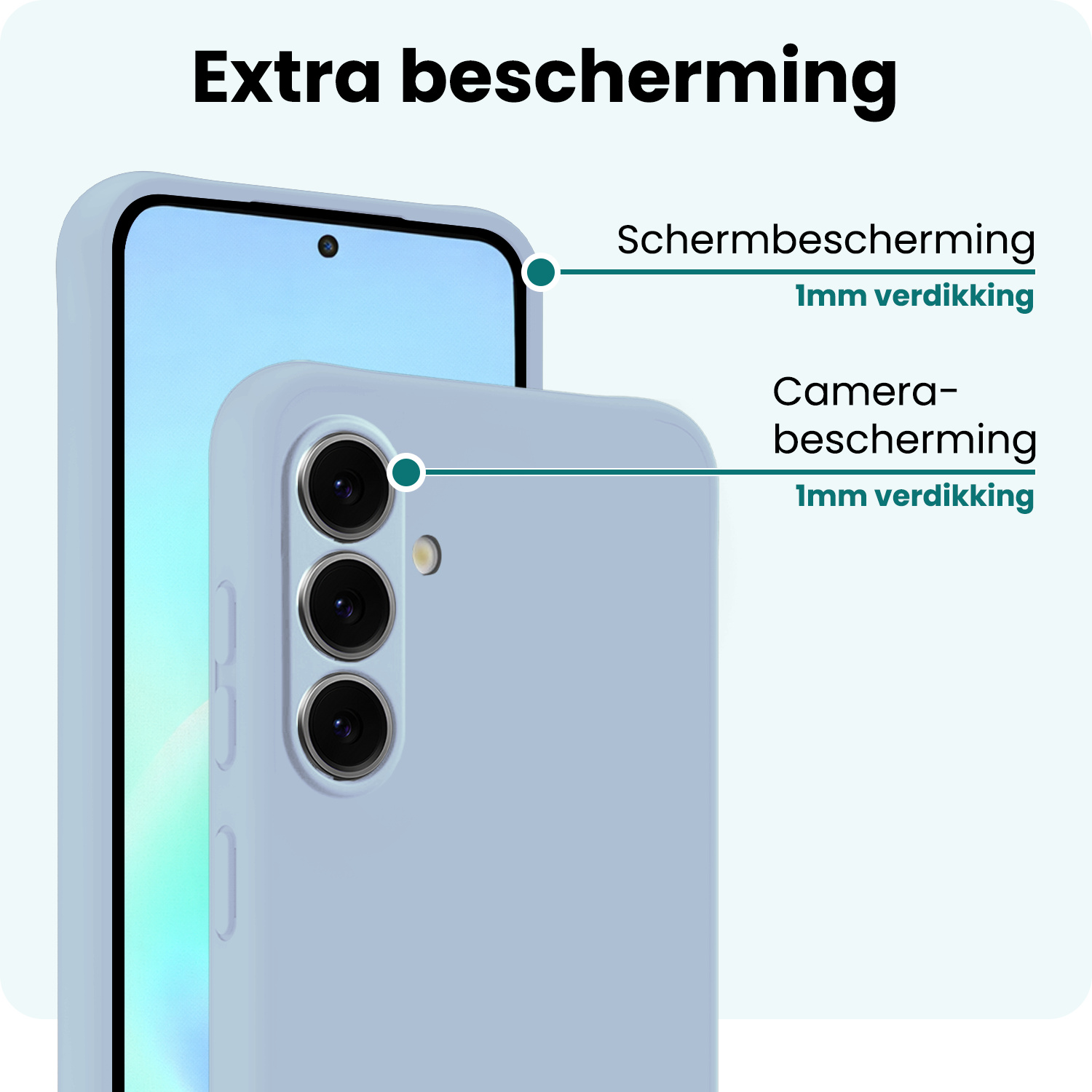 Forterra Forterra Samsung Galaxy A57 Hoesje Siliconen Met Screenprotector - Lichtblauw