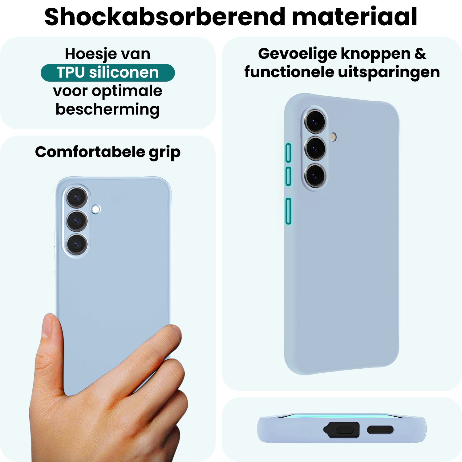 Forterra Forterra Samsung Galaxy A57 Hoesje Siliconen Met Screenprotector - Lichtblauw