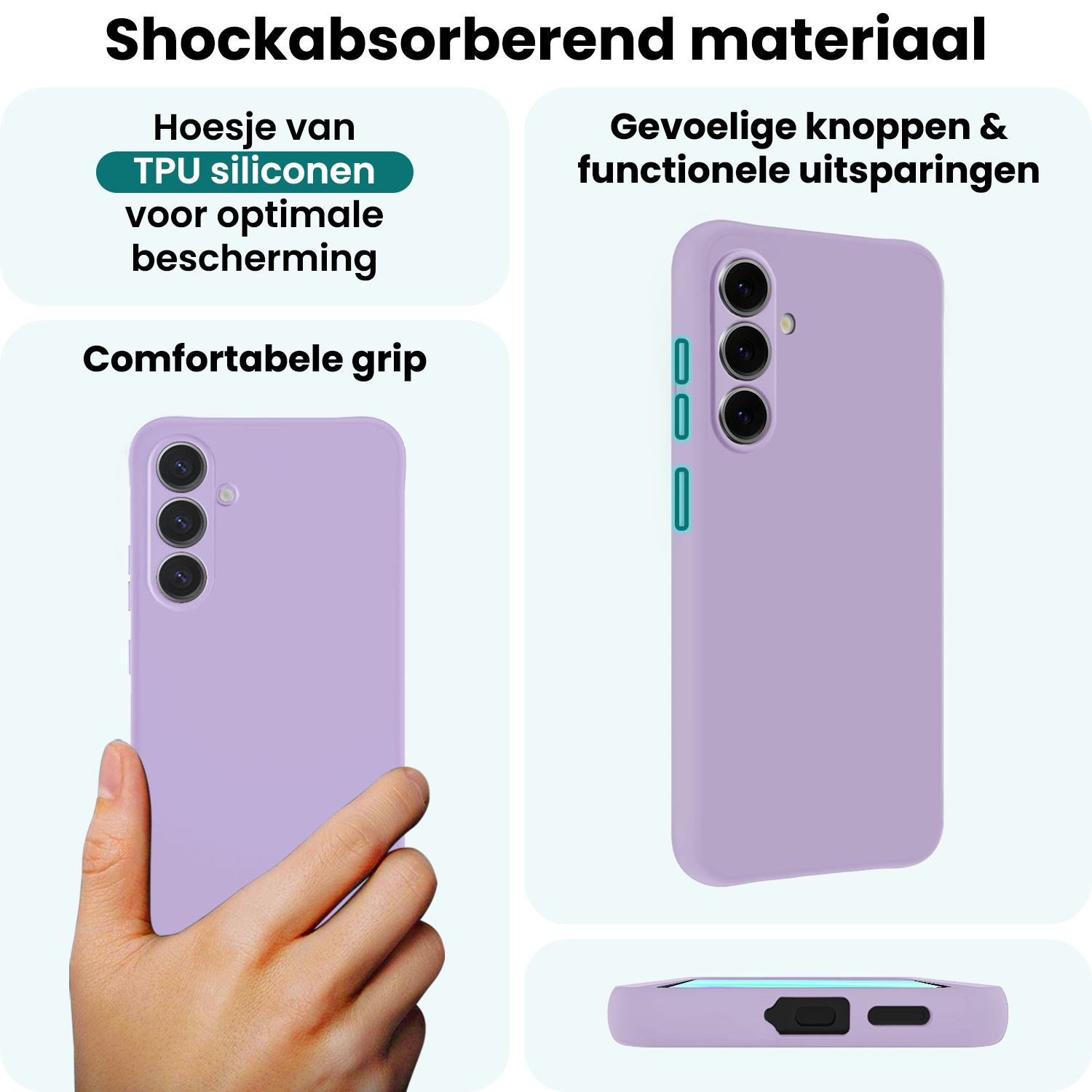 Forterra Forterra Samsung Galaxy A57 Hoesje Siliconen Met Screenprotector - Lila