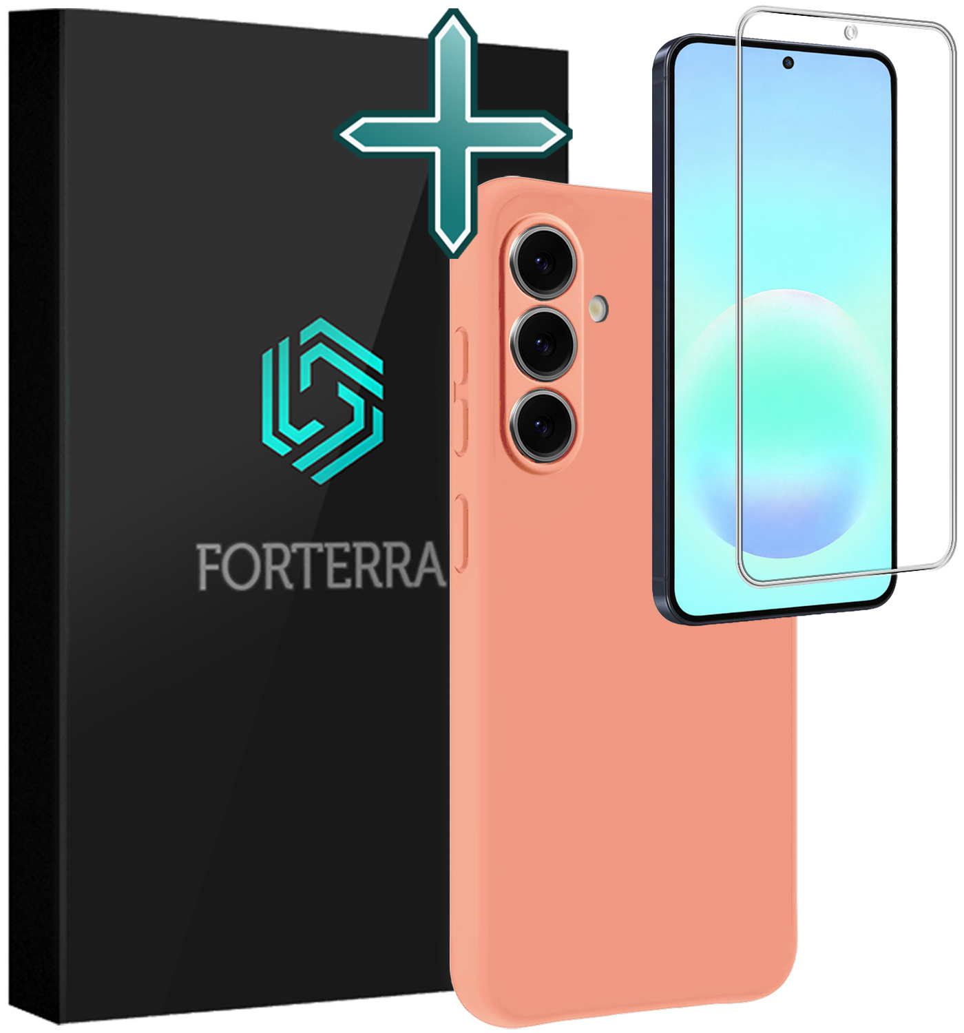 Forterra Forterra Samsung Galaxy A57 Hoesje Siliconen Met Screenprotector - Perzik