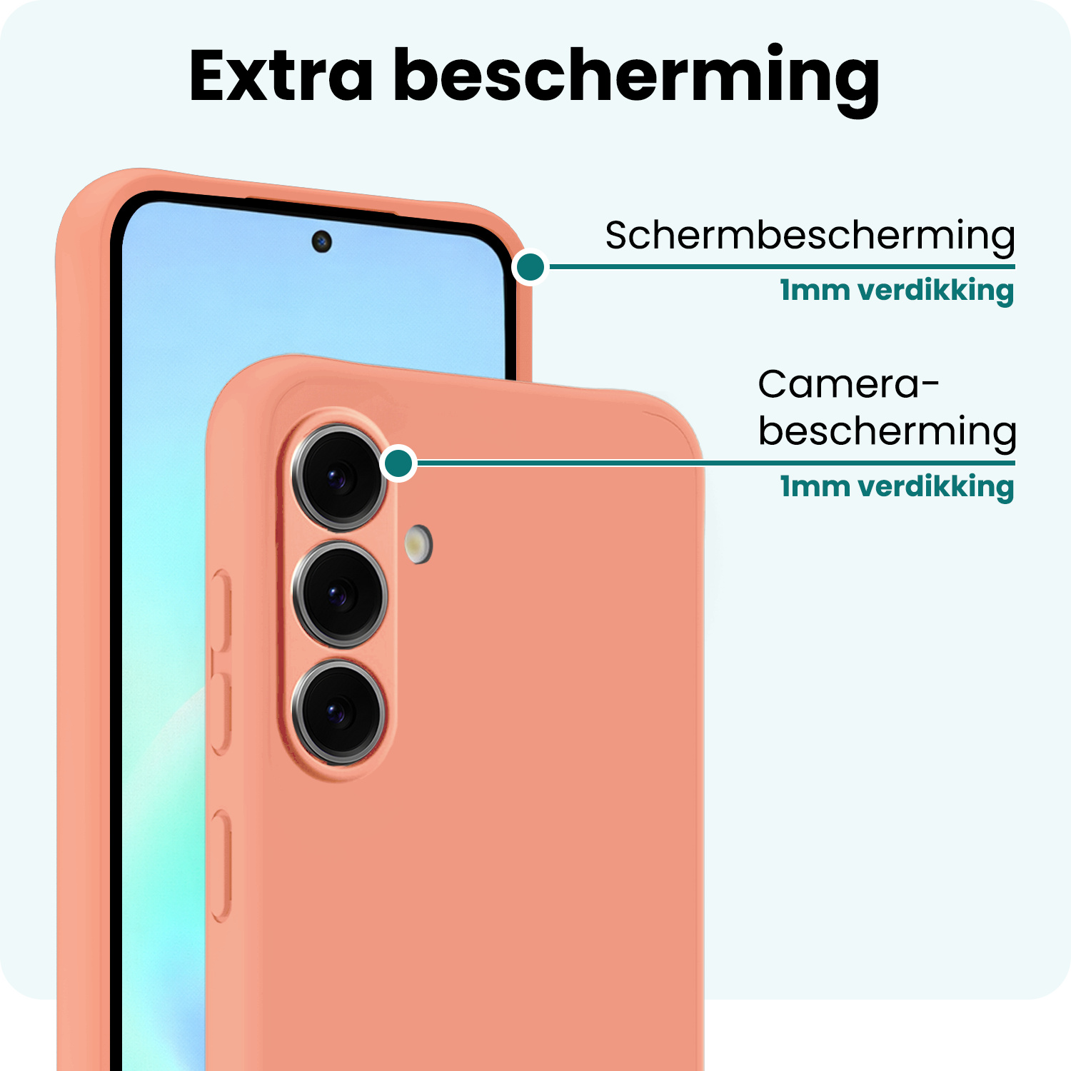 Forterra Forterra Samsung Galaxy A57 Hoesje Siliconen Met Screenprotector - Perzik