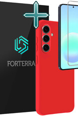 Forterra Forterra Samsung Galaxy A57 Hoesje Siliconen Met Screenprotector - Rood