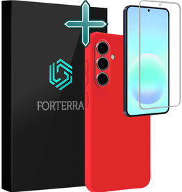 Forterra Forterra Samsung Galaxy A57 Hoesje Siliconen Met Screenprotector - Rood