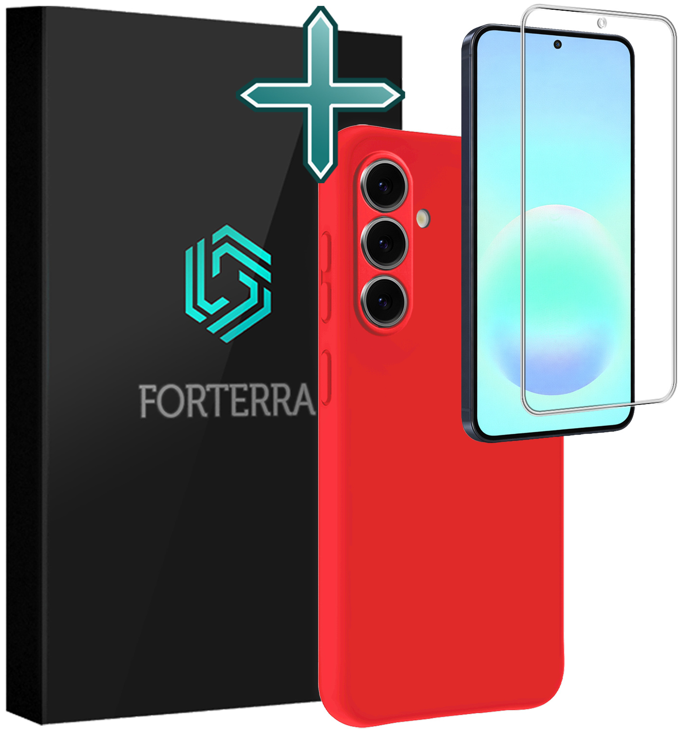 Forterra Forterra Samsung Galaxy A57 Hoesje Siliconen Met Screenprotector - Rood
