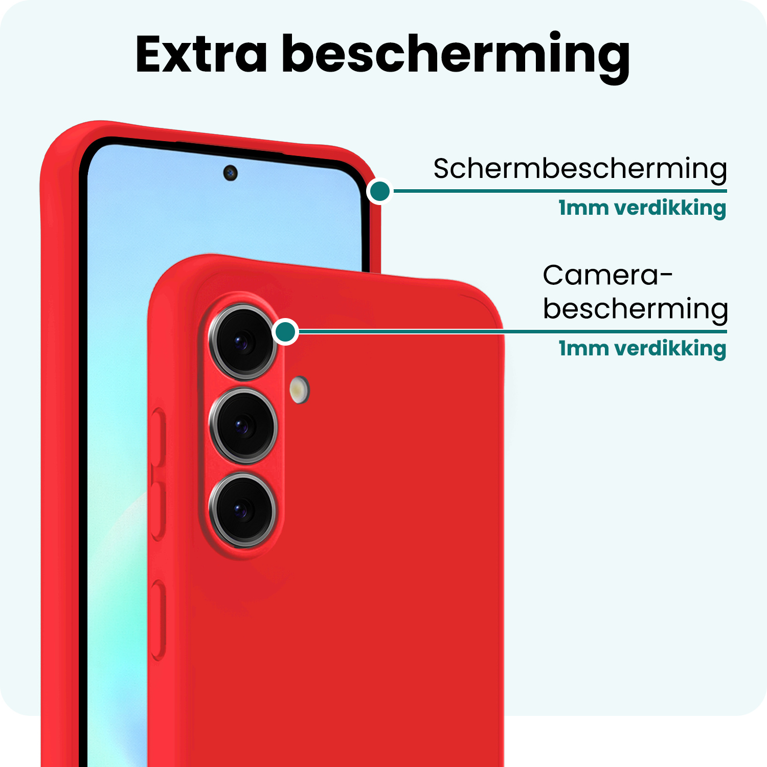Forterra Forterra Samsung Galaxy A57 Hoesje Siliconen Met Screenprotector - Rood