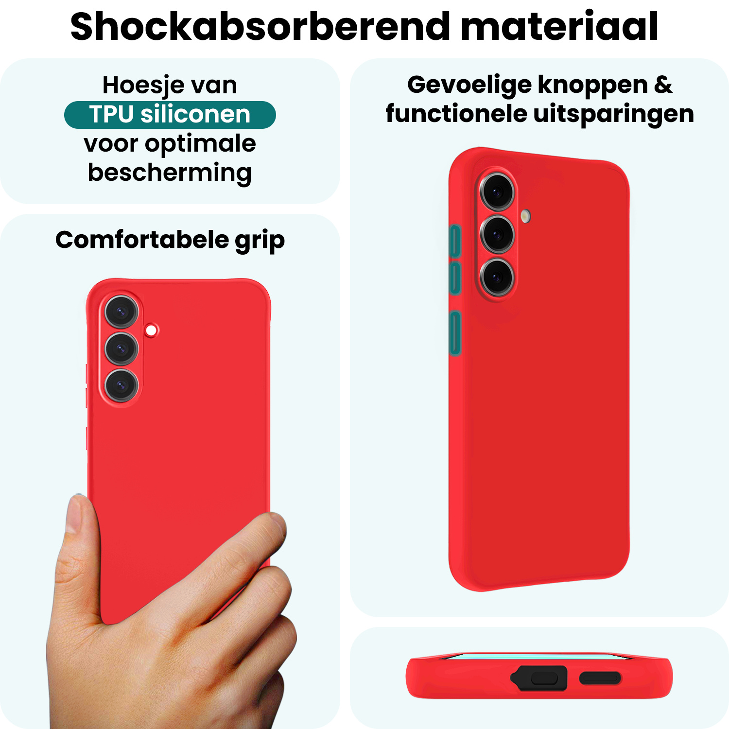 Forterra Forterra Samsung Galaxy A57 Hoesje Siliconen Met Screenprotector - Rood
