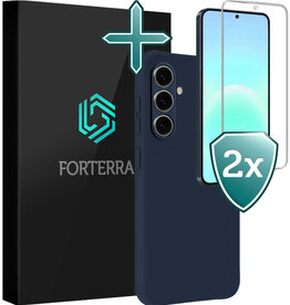 Forterra Forterra Samsung Galaxy A57 Hoesje Siliconen Met 2x Screenprotector - Donkerblauw