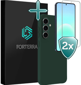 Forterra Forterra Samsung Galaxy A57 Hoesje Siliconen Met 2x Screenprotector - Donkergroen
