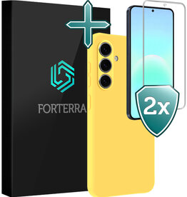 Forterra Forterra Samsung Galaxy A57 Hoesje Siliconen Met 2x Screenprotector - Geel