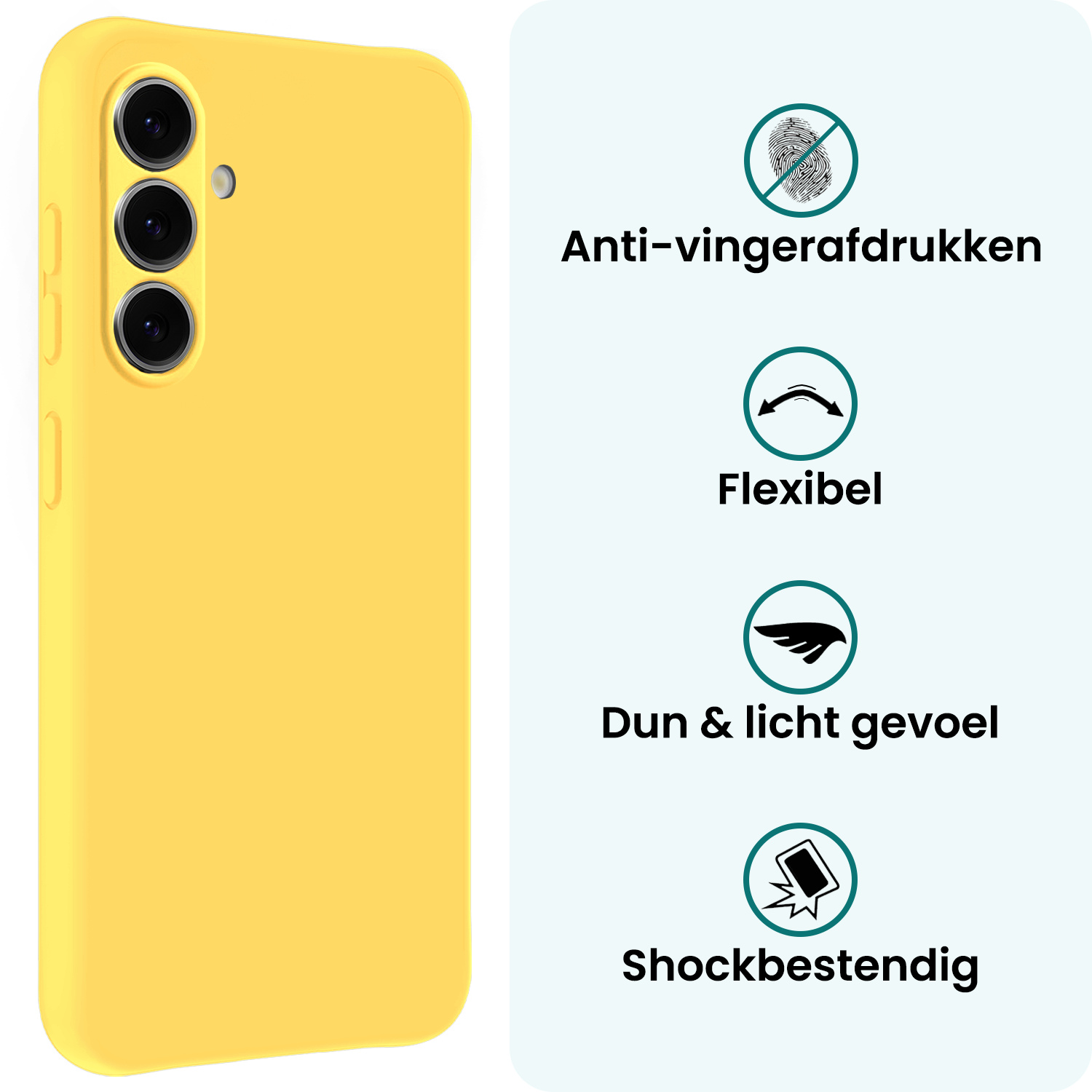 Forterra Forterra Samsung Galaxy A57 Hoesje Siliconen Met 2x Screenprotector - Geel