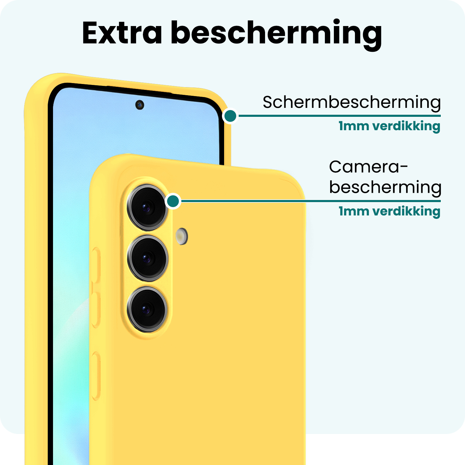 Forterra Forterra Samsung Galaxy A57 Hoesje Siliconen Met 2x Screenprotector - Geel