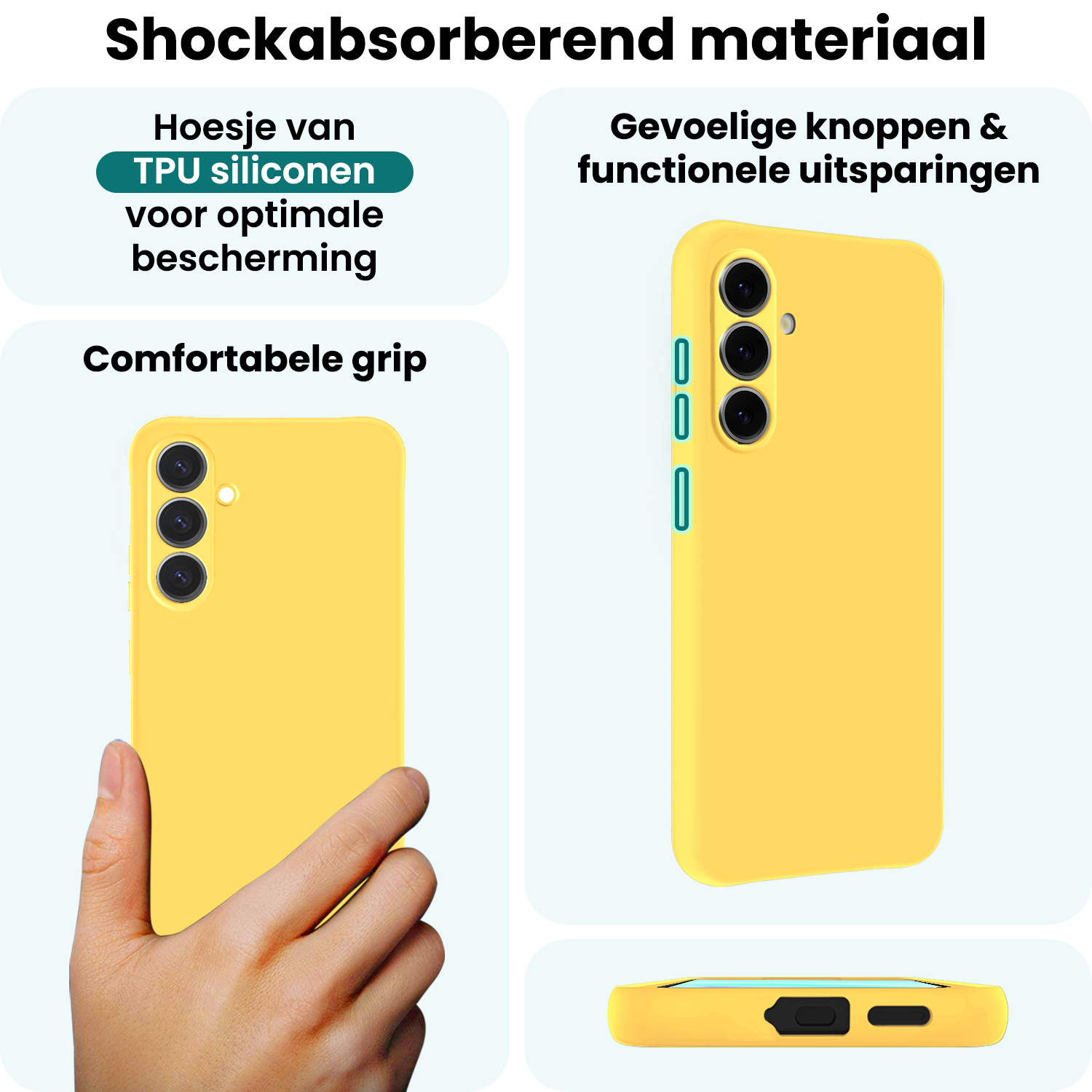 Forterra Forterra Samsung Galaxy A57 Hoesje Siliconen Met 2x Screenprotector - Geel