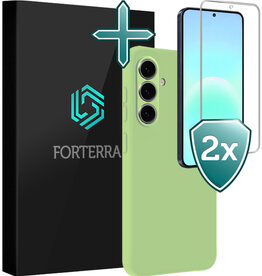 Forterra Forterra Samsung Galaxy A57 Hoesje Siliconen Met 2x Screenprotector - Groen