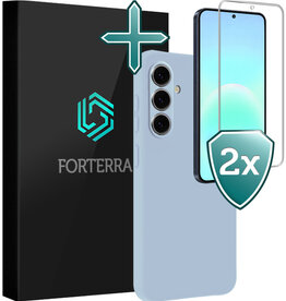 Forterra Forterra Samsung Galaxy A57 Hoesje Siliconen Met 2x Screenprotector - Lichtblauw