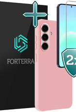 Forterra Forterra Samsung Galaxy A57 Hoesje Siliconen Met 2x Screenprotector - Lichtroze