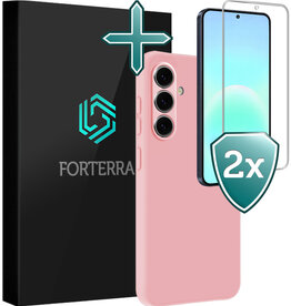 Forterra Forterra Samsung Galaxy A57 Hoesje Siliconen Met 2x Screenprotector - Lichtroze