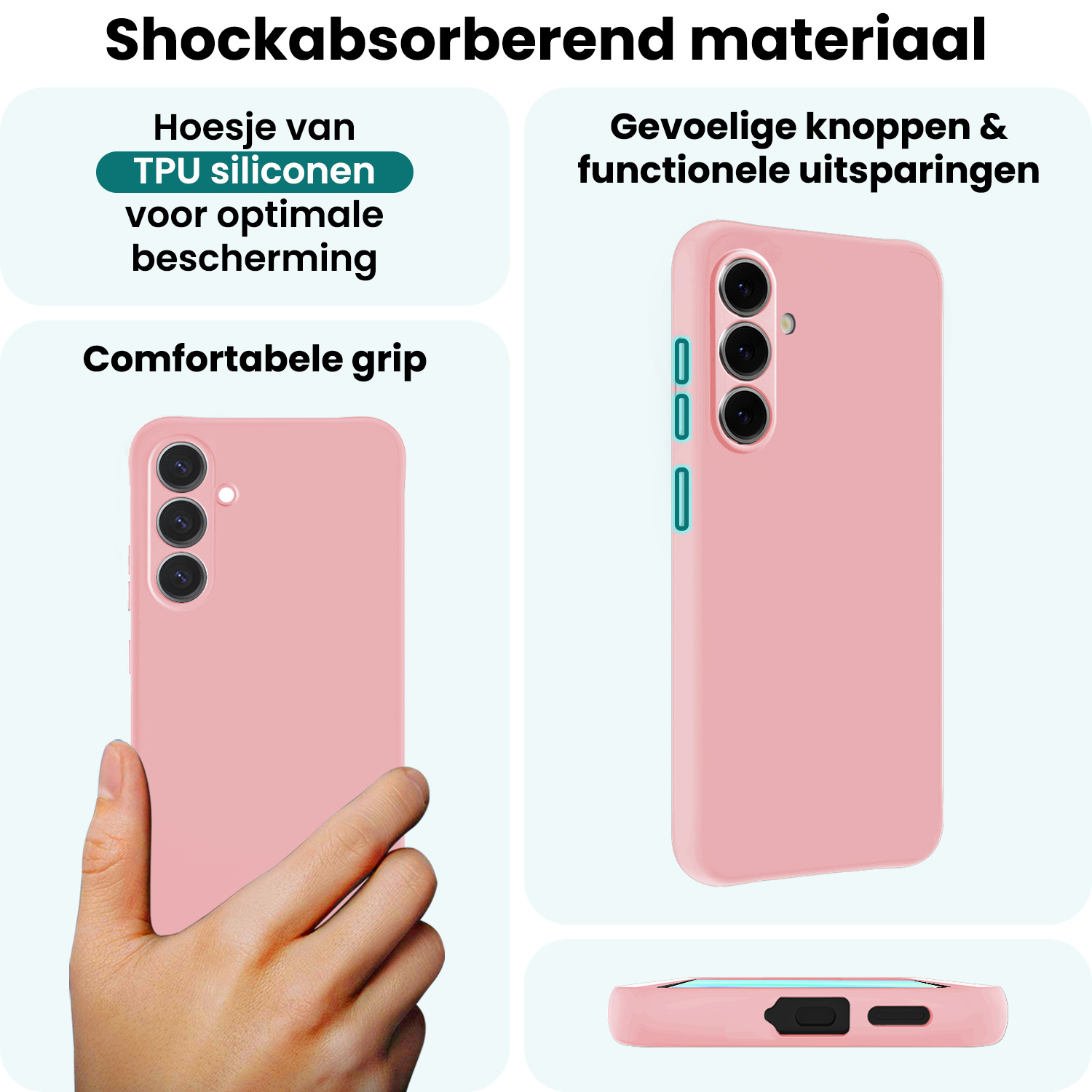 Forterra Forterra Samsung Galaxy A57 Hoesje Siliconen Met 2x Screenprotector - Lichtroze