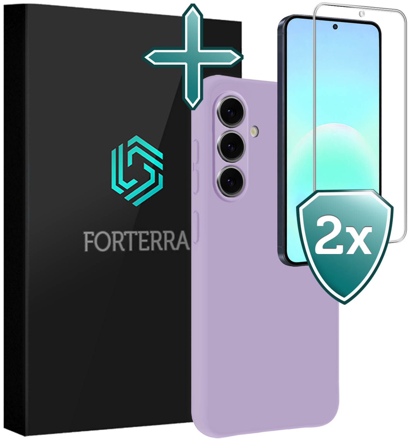 Forterra Forterra Samsung Galaxy A57 Hoesje Siliconen Met 2x Screenprotector - Lila