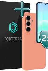 Forterra Forterra Samsung Galaxy A57 Hoesje Siliconen Met 2x Screenprotector - Perzik