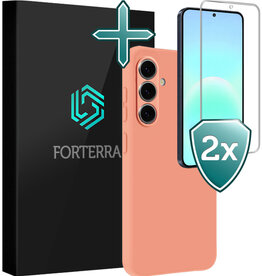 Forterra Forterra Samsung Galaxy A57 Hoesje Siliconen Met 2x Screenprotector - Perzik