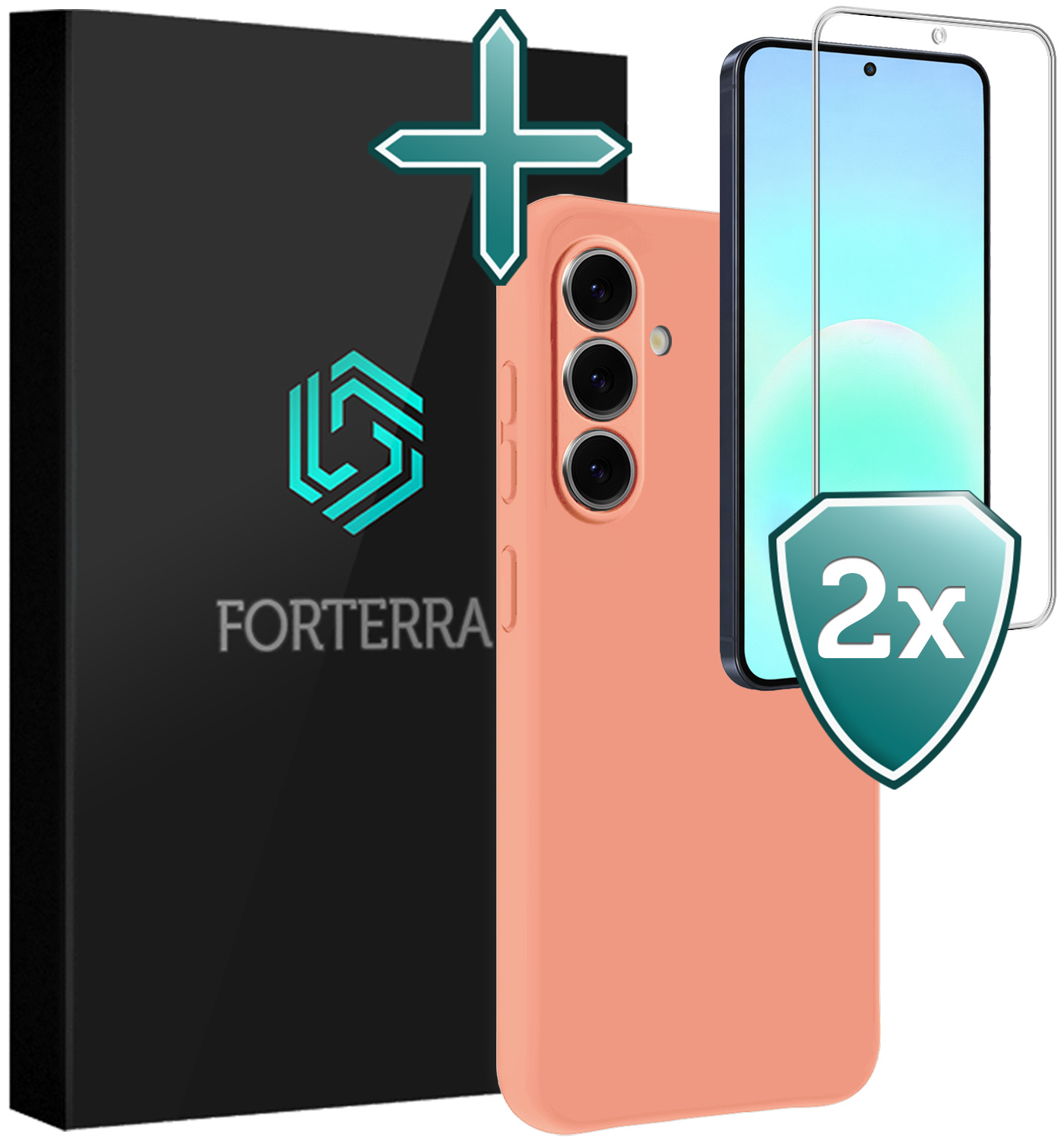 Forterra Forterra Samsung Galaxy A57 Hoesje Siliconen Met 2x Screenprotector - Perzik