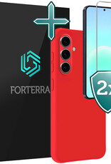 Forterra Forterra Samsung Galaxy A57 Hoesje Siliconen Met 2x Screenprotector - Rood