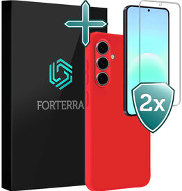 Forterra Forterra Samsung Galaxy A57 Hoesje Siliconen Met 2x Screenprotector - Rood
