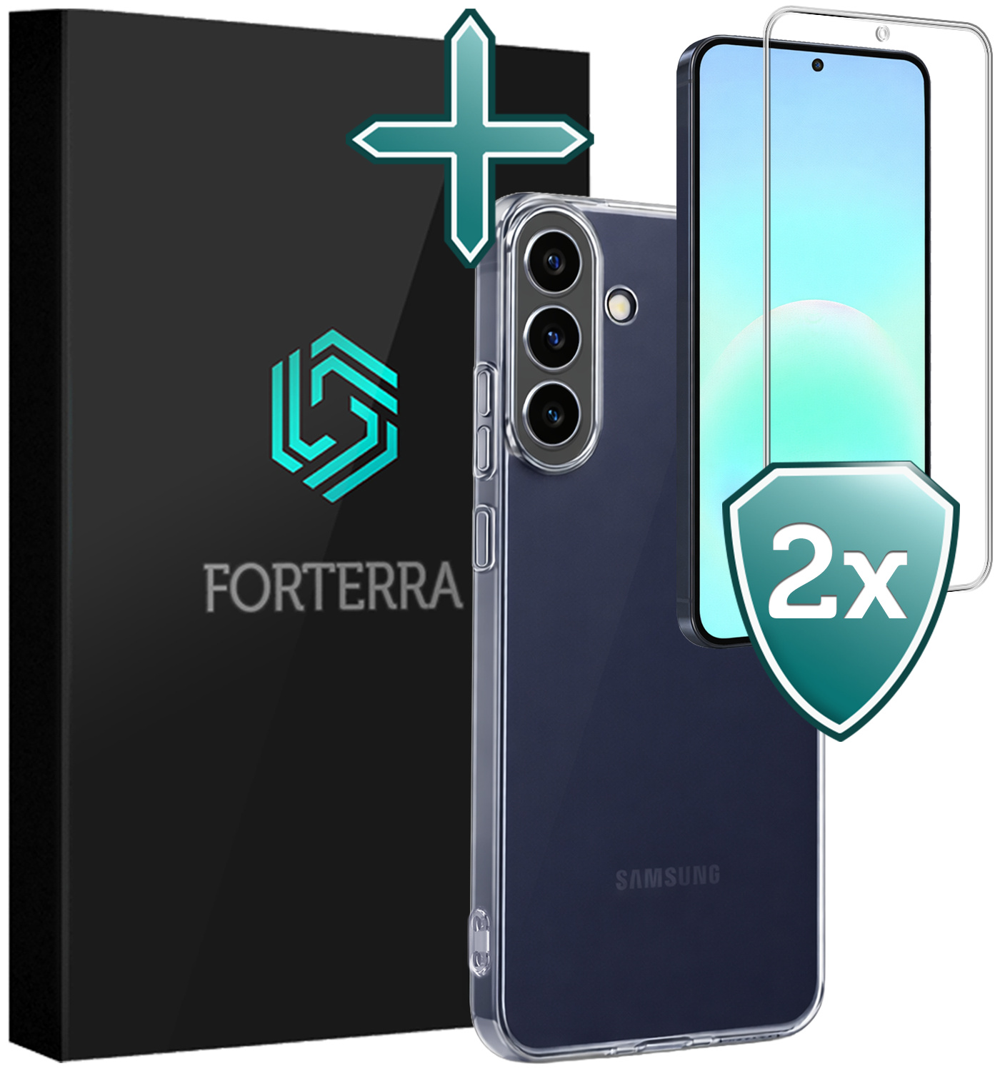 Forterra Forterra Samsung Galaxy A57 Hoesje Siliconen Met 2x Screenprotector - Transparant