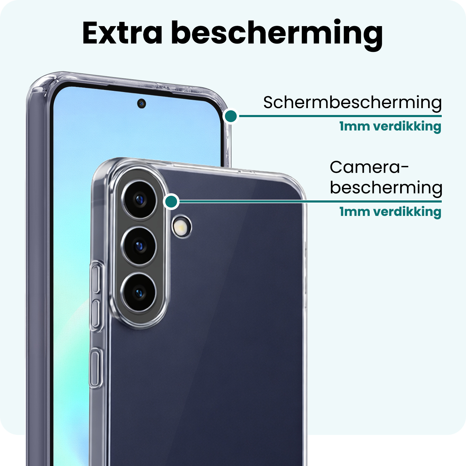 Forterra Forterra Samsung Galaxy A57 Hoesje Siliconen Met 2x Screenprotector - Transparant