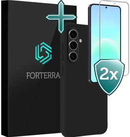 Forterra Forterra Samsung Galaxy A57 Hoesje Siliconen Met 2x Screenprotector - Zwart