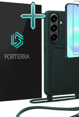 Forterra Forterra Samsung Galaxy A57 Hoesje Pashouder met Koord Met Screenprotector - Donkergroen